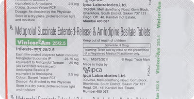 Vinicor Am 25/2.5mg Strip Of 10 Tablets