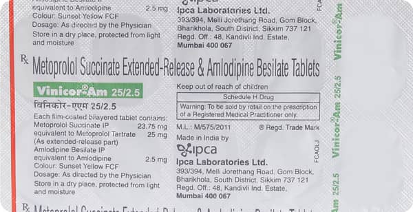 Vinicor Am 25/2.5mg Strip Of 10 Tablets