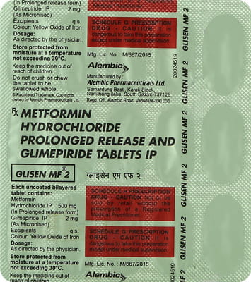 Glisen Mf 2mg Strip Of 15 Tablets