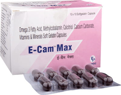 E Cam Max Strip Of 10 Capsules