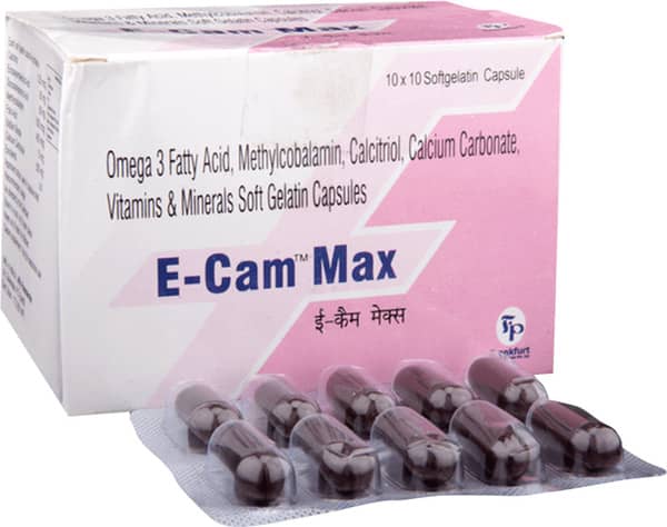 E Cam Max Strip Of 10 Capsules