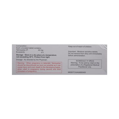 Telmilong 40mg Strip Of 10 Tablets