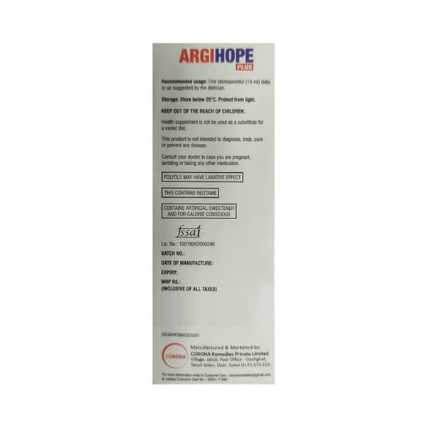 Argihope Plus Bottle Of 90ml Liquid