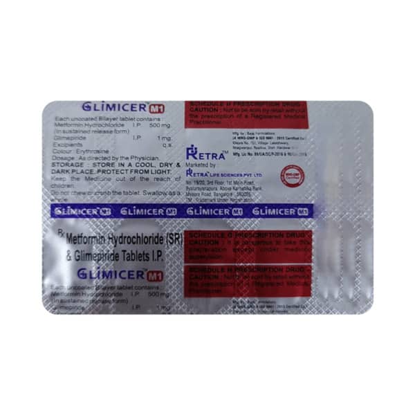 Glimicer M 1Mg/500Mg Strip Of 10 Tablets