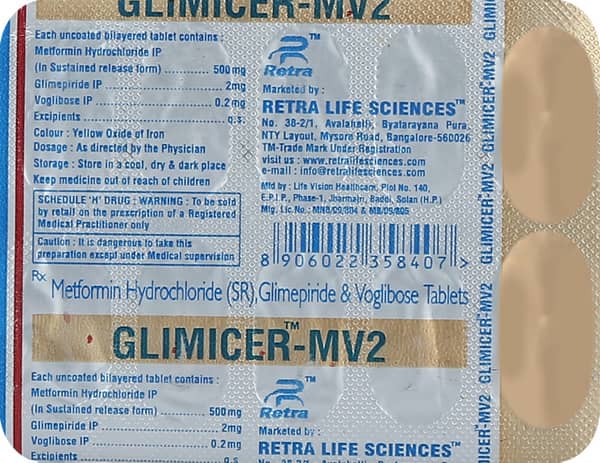 Glimicer Mv 2mg Strip Of 10 Tablets