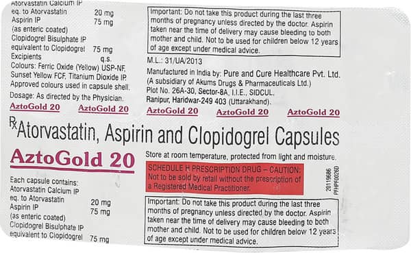 Aztogold 20mg Strip Of 10 Capsules