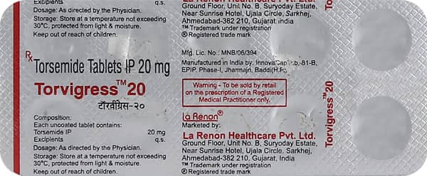 Torvigress 20mg Strip Of 10 Tablets