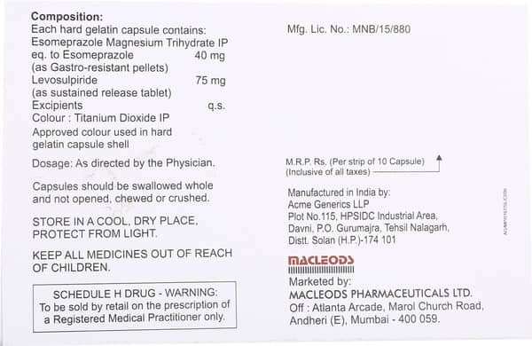 Esofine Ls Strip Of 10 Capsules