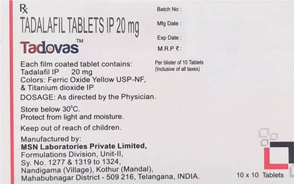 Tadovas 20mg Strip Of 10 Tablets