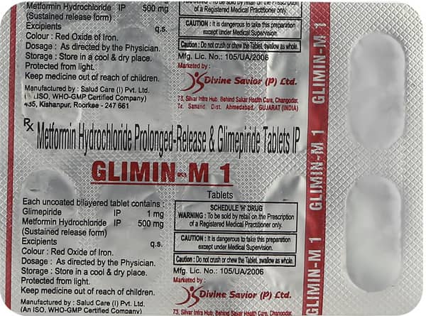 Glimin M 1mg Strip Of 10 Tablets