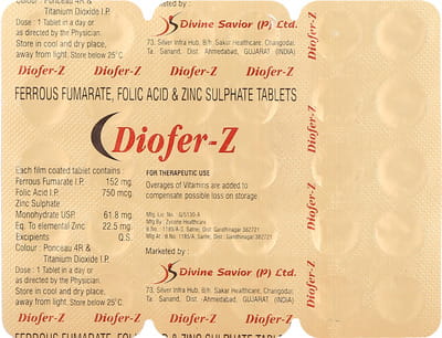Diofer Z Strip Of 30 Tablets