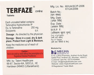 Terfaze 250mg Strip Of 7 Tablets