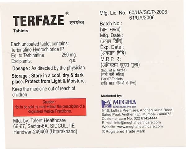 Terfaze 250mg Strip Of 7 Tablets