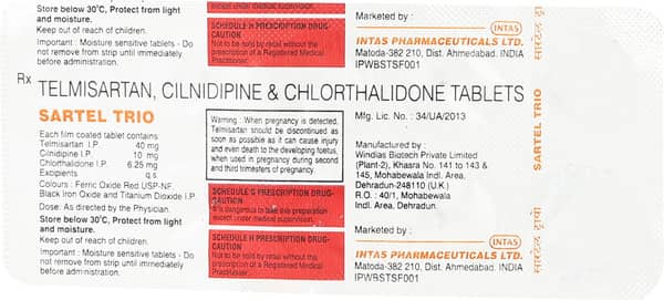 Sartel Trio 6.25mg Strip Of 10 Tablets