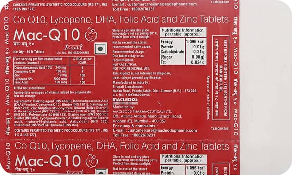 Mac Q 10mg Strip Of 10 Tablets