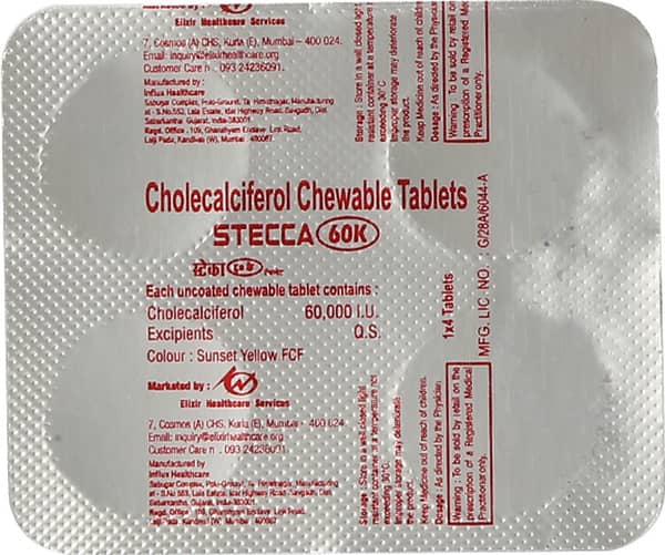 Stecca 60K Orange Flavour Strip Of 4 Chewable Tablets