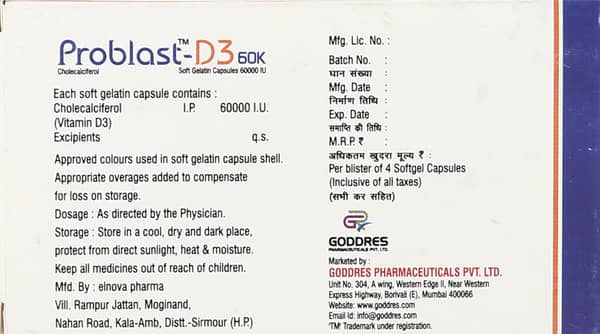 Problast D3 60k Strip Of 4 Softgel Capsules