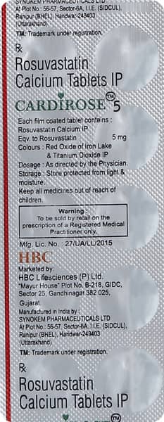 Cardirose 5mg Strip Of 10 Tablets