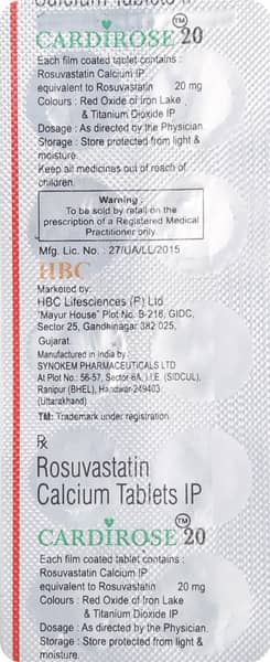 Cardirose 20mg Strip Of 10 Tablets