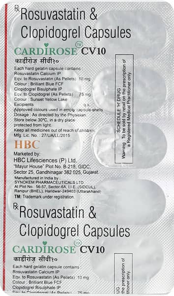Cardirose Cv 10mg Strip Of 10 Capsules