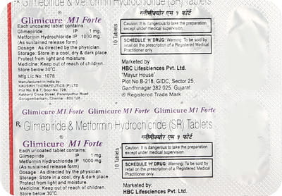 Glimicure M 1mg Forte Strip Of 10 Tablets