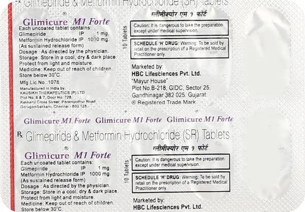 Glimicure M 1Mg Forte Strip Of 10 Tablets