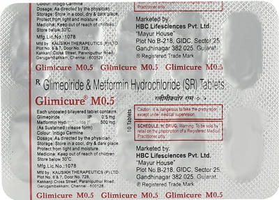 Glimicure M 0.5mg Strip Of 10 Tablets