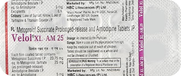 Velol Xl Am 25Mg Strip Of 10 Tablets