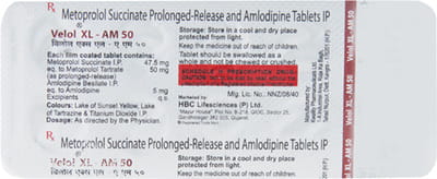 Velol Xl Am 50mg Strip Of 10 Tablets