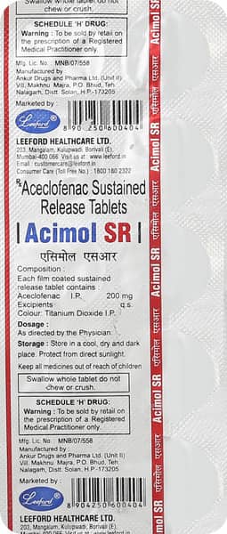 Acimol Sr 200mg Strip Of 10 Tablets