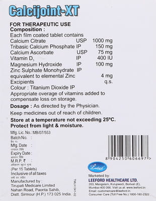 Calcijoint Xt Strip Of 15 Tablets