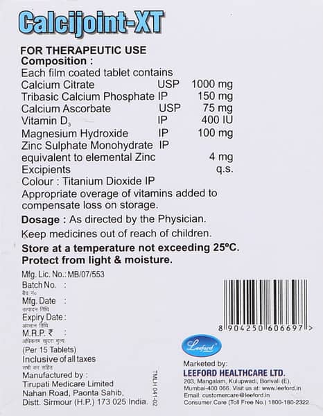 Calcijoint Xt Strip Of 15 Tablets