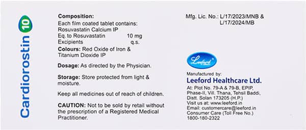 Cardiorostin 10mg Strip Of 10 Tablets