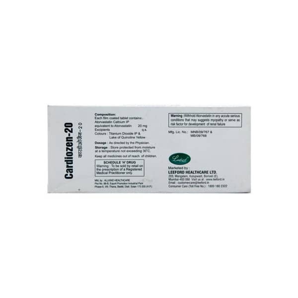 Cardiozen 20mg Strip Of 10 Tablets