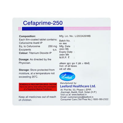 Cefaprime 250mg Strip Of 4 Tablets