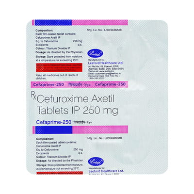 Cefaprime 250mg Strip Of 4 Tablets
