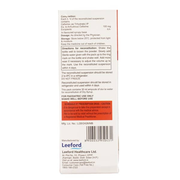 Cefitaxe 100Mg Strawberry Flavour Bottle Of 30Ml Dry Suspension