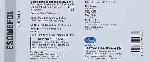Esomefol 40mg Strip Of 10 Tablets