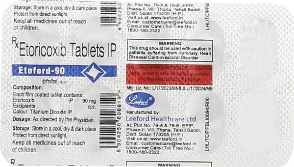 Etoford 90Mg Strip Of 10 Tablets