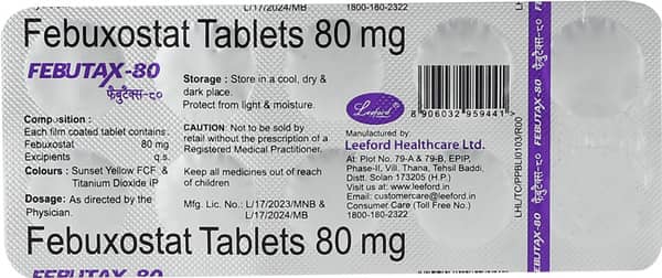 Febutax 80mg Strip Of 10 Tablets