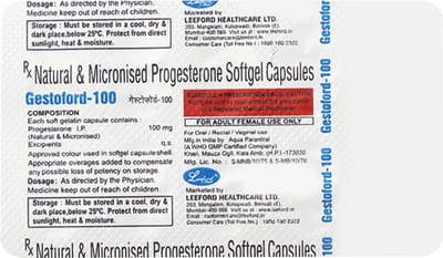 Gestoford 100mg Strip Of 10 Oral/Vaginal/Rectal Capsules
