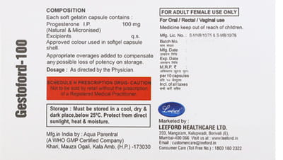 Gestoford 100mg Strip Of 10 Oral/Vaginal/Rectal Capsules