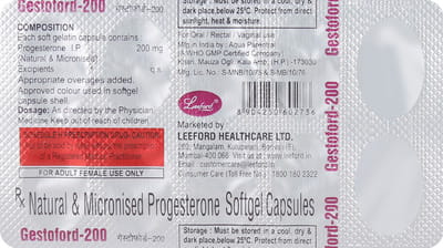 Gestoford 200mg Strip Of 10 Oral/Vaginal/Rectal Capsules