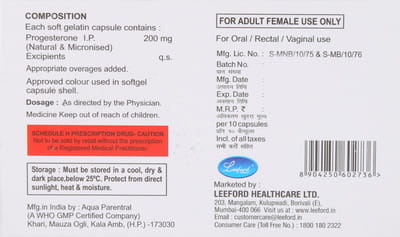 Gestoford 200mg Strip Of 10 Oral/Vaginal/Rectal Capsules