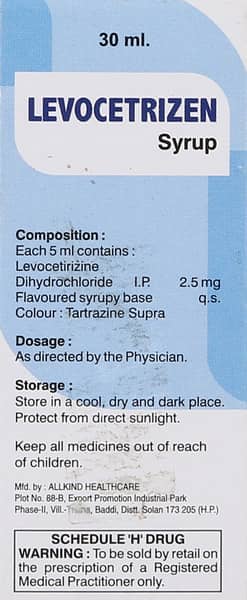 Levocetrizen Bottle Of 30ml Syrup