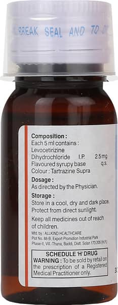 Levocetrizen Bottle Of 30ml Syrup