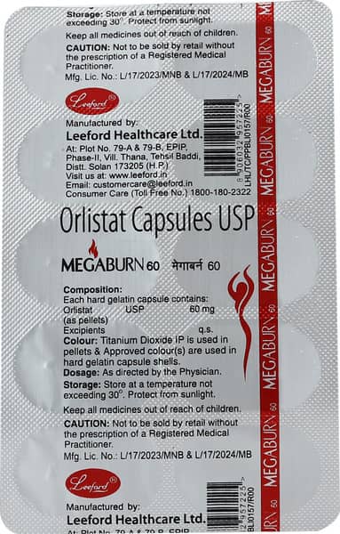 Megaburn 60mg Strip Of 10 Capsules