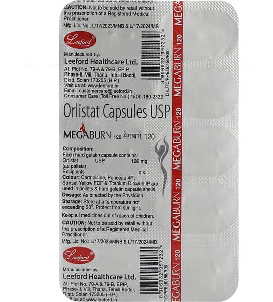 Megaburn 120mg Strip Of 10 Capsules