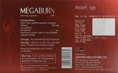 Megaburn 120mg Strip Of 10 Capsules