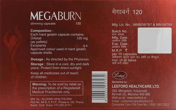 Megaburn 120mg Strip Of 10 Capsules